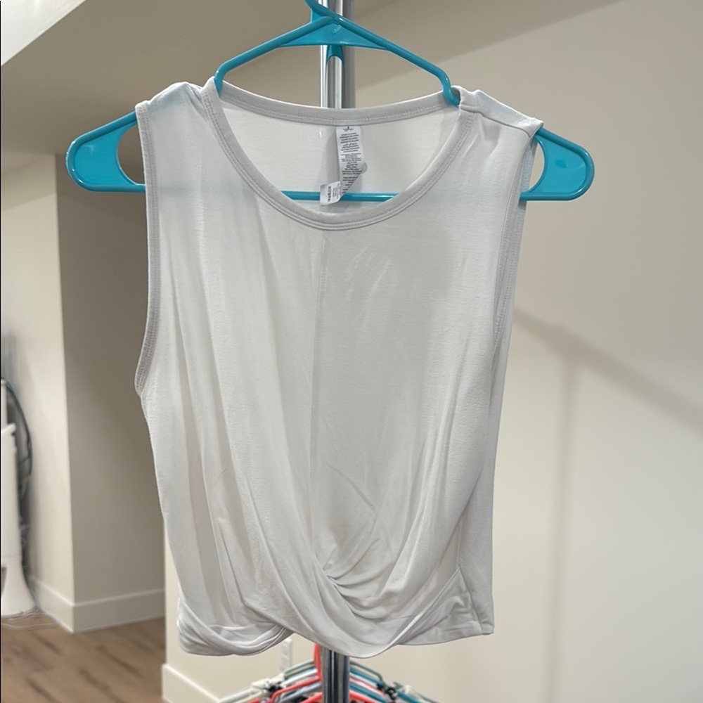 ALO Yoga White Crop Tie Front Tank Top